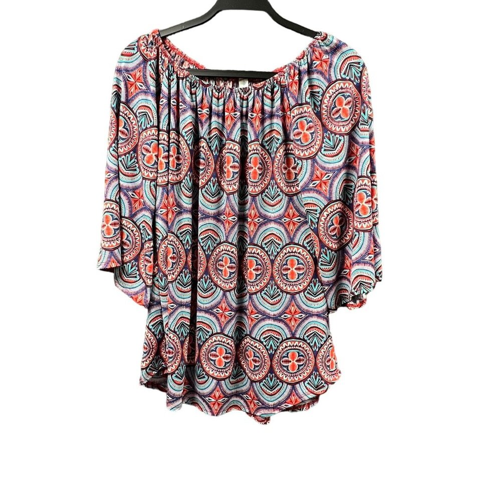 Paisley Grace Blouse Women Medium Flowy Floral Multicolor Boho Tunic Top USA‎